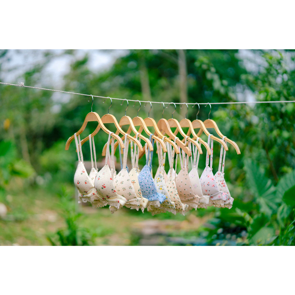 Xoăn | Áo brallete Mộc Miên vải linen hoa nhí không gọng mút mỏng may theo số đo