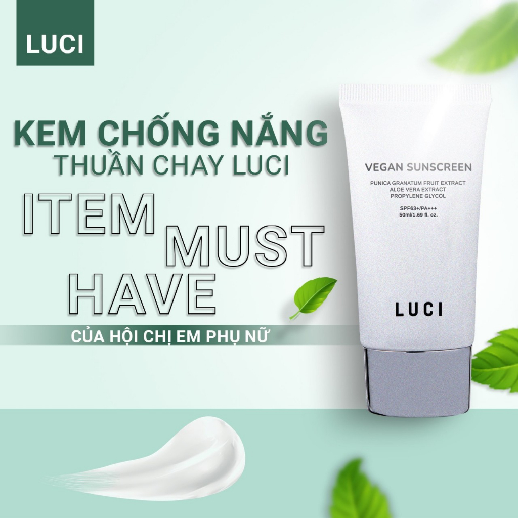 Kem Chống Nắng Thuần Chay Luci Thành Phần Thiên Nhiên Bảo Vệ Da, Kiềm Dầu Hiệu Quả 50ml