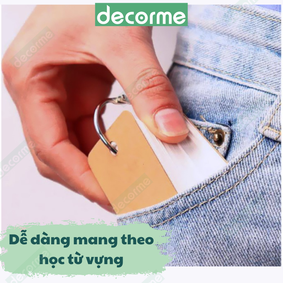 Thẻ học từ vựng Decorme flashcard 100 thẻ loại dày đẹp hỗ trợ học tiếng Anh, tiếng Trung, Nhật, Hàn