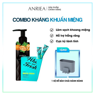 Combo Kem Đánh Răng Anriea Hương CAM + Hộp nước súc miệng (20 gói/hộp) - TẶNG 1 Kệ để bàn chải