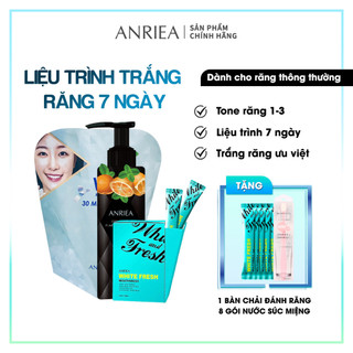 Liệu Trình trắng răng 7 ngày Anriea+Kem Đánh Răng Cam+1 Hộp Nước Súc Miệng tặng kèm bàn chải và NSM A06.A05.A09.8A10.A13