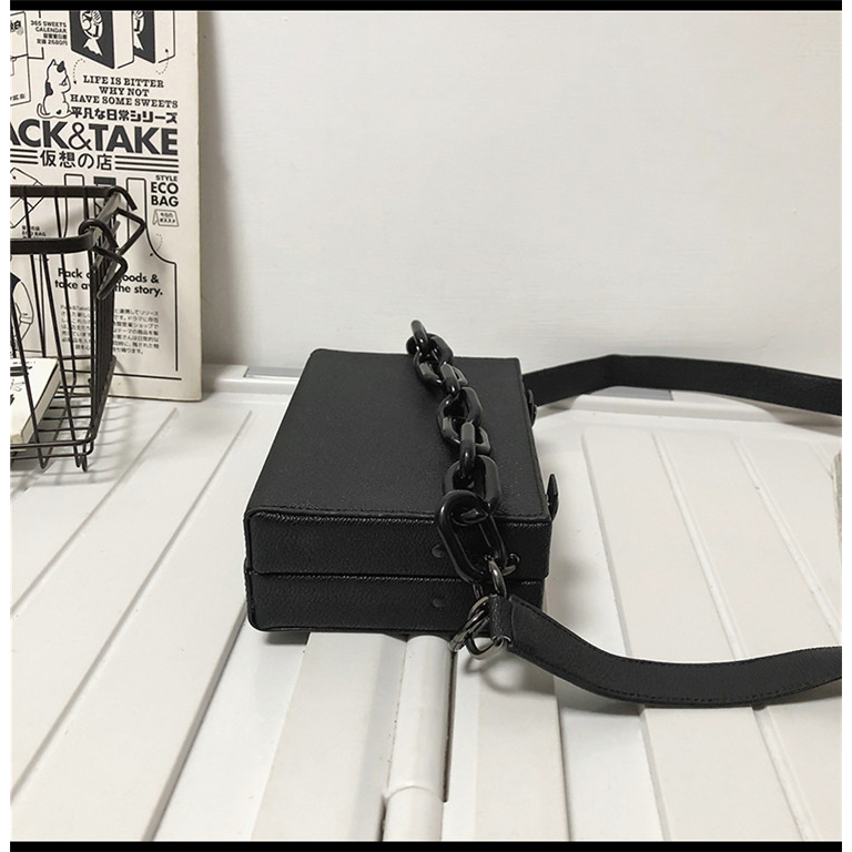 Túi hộp đeo cheo nam nữ dây đeo xích trẻ trung, cá tính, phong cách Hàn Quốc hot trend 2023, da PU chống nước