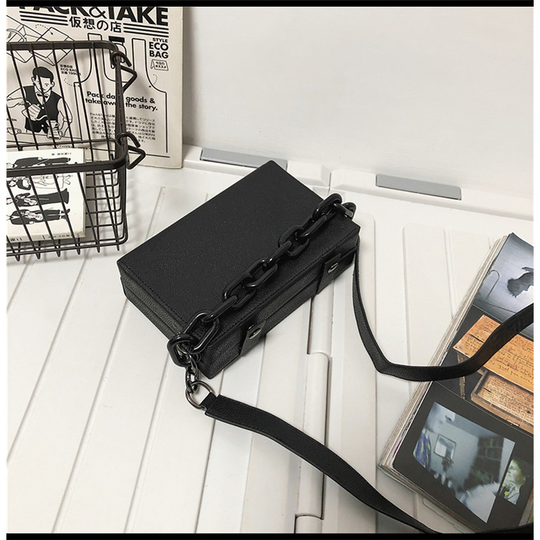 Túi hộp đeo cheo nam nữ dây đeo xích trẻ trung, cá tính, phong cách Hàn Quốc hot trend 2023, da PU chống nước