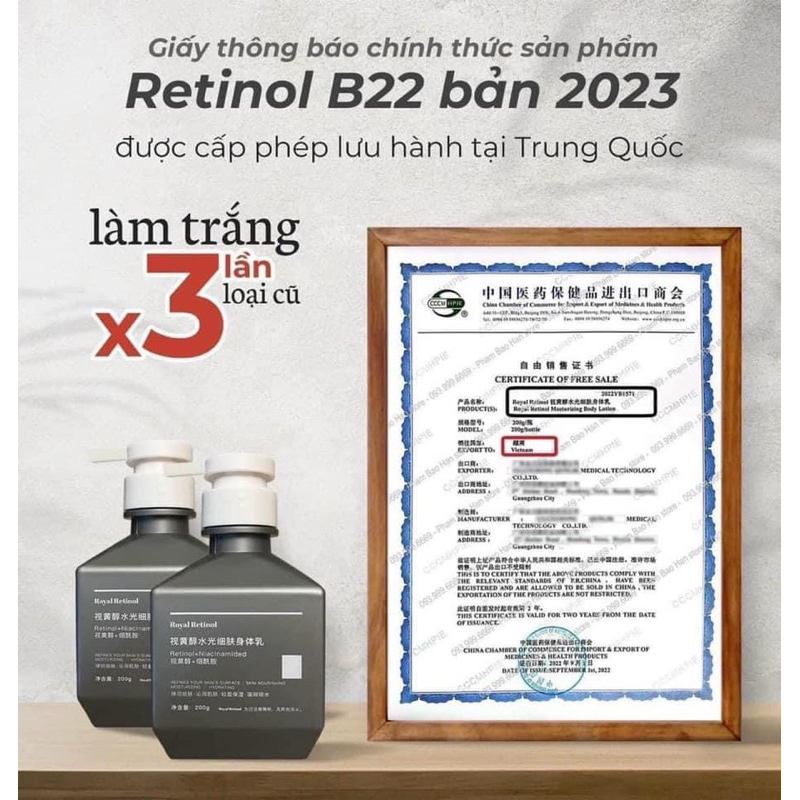 Retinol the matrix Kem Body Siêu Trắng B22 Mẫu Mới