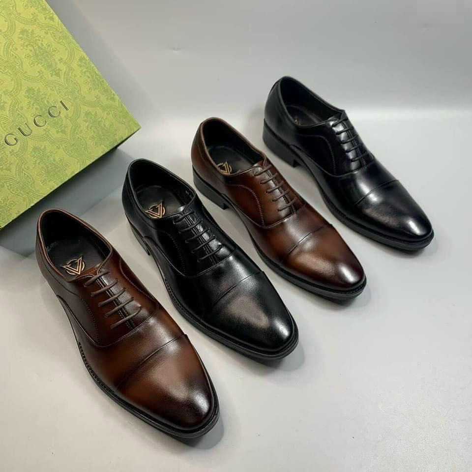 Giá Siêu Rẻ - Giày Da Công Sở Nam - Da Bò Cao Cấp - Cao 3cm - Bảo Hành 24 tháng