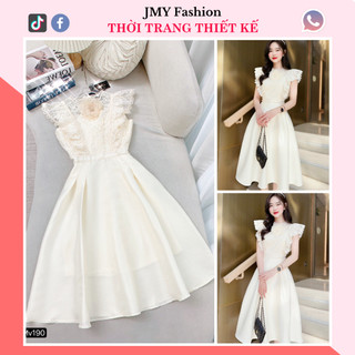 V159, MV190 Váy kem tafta phối ren [kèm ảnh sàn SP] váy xoè tafta dự tiệc (tặng kèm hoa cài) - HT & MC