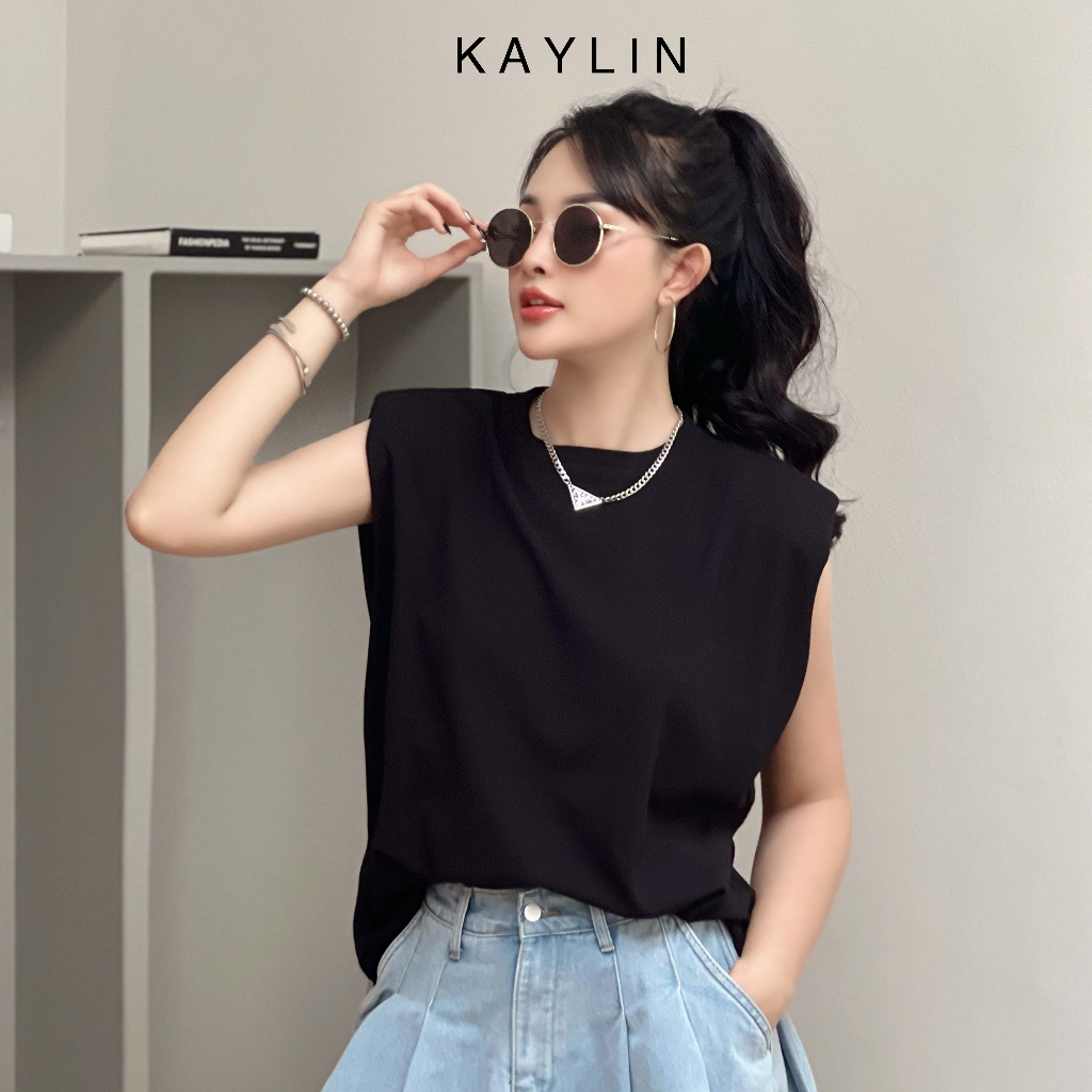 Áo thun cọc tay freesize độn vai màu trơn phong cách KAYLIN - N1984