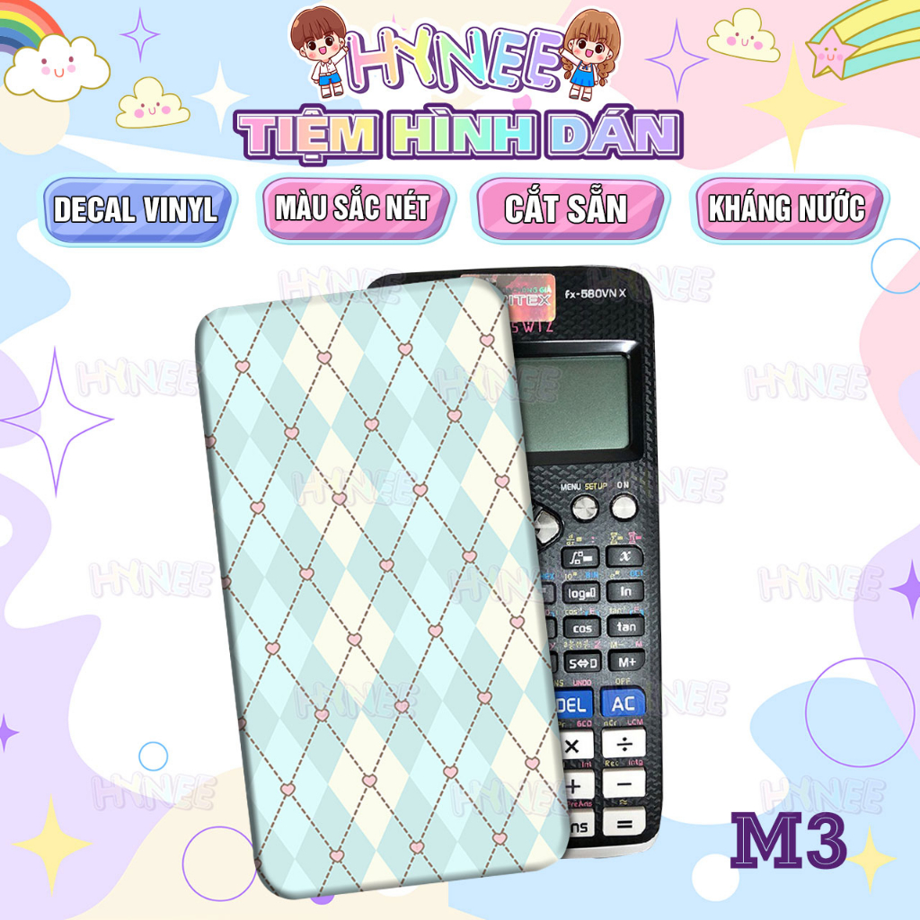 Miếng Dán Máy Tính Cầm Tay Màu Caro Pastel Kháng Nước - Skin Dán Máy Tính Cầm Tay Vinaca, Casio FX500 – FX570 – FX580