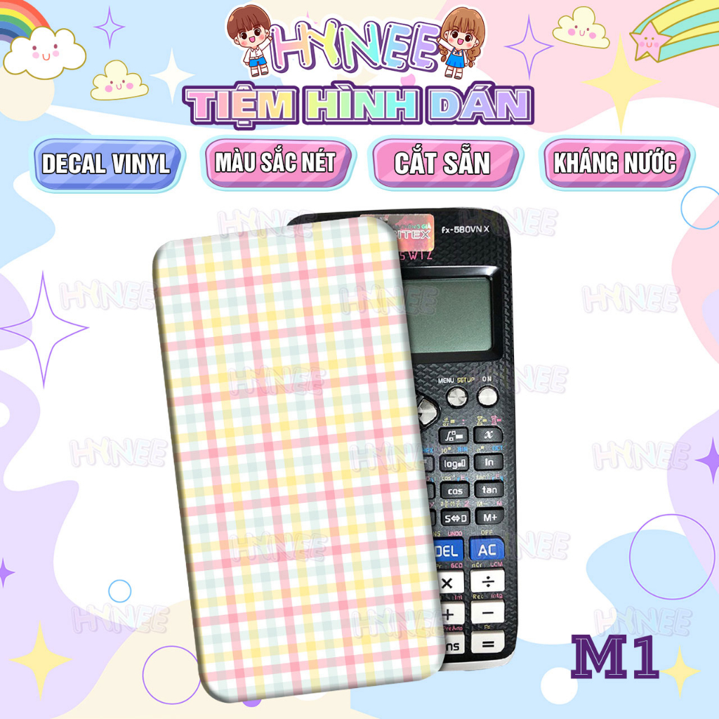 Miếng Dán Máy Tính Cầm Tay Màu Caro Pastel Kháng Nước - Skin Dán Máy Tính Cầm Tay Vinaca, Casio FX500 – FX570 – FX580