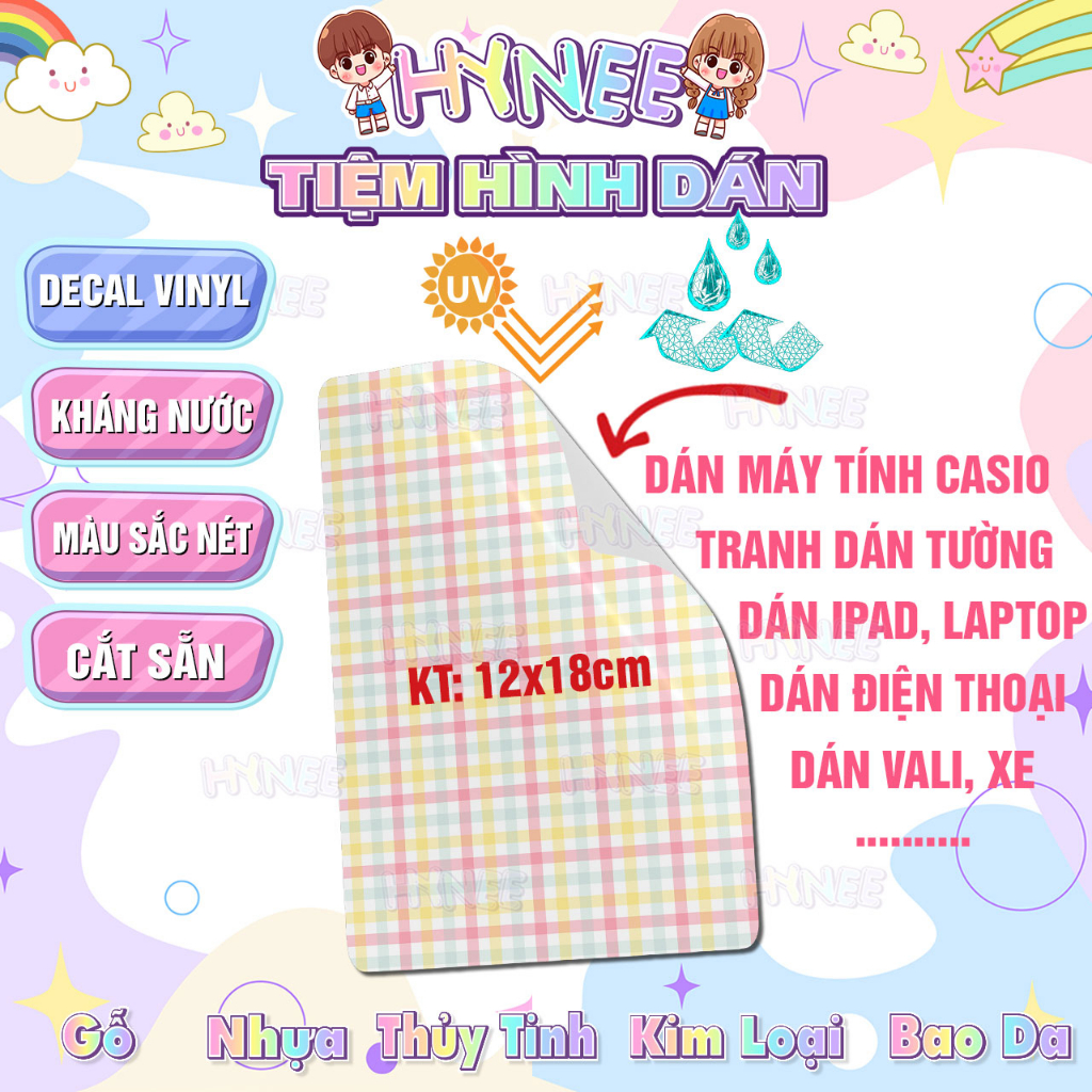 Miếng Dán Máy Tính Cầm Tay Màu Caro Pastel Kháng Nước - Skin Dán Máy Tính Cầm Tay Vinaca, Casio FX500 – FX570 – FX580