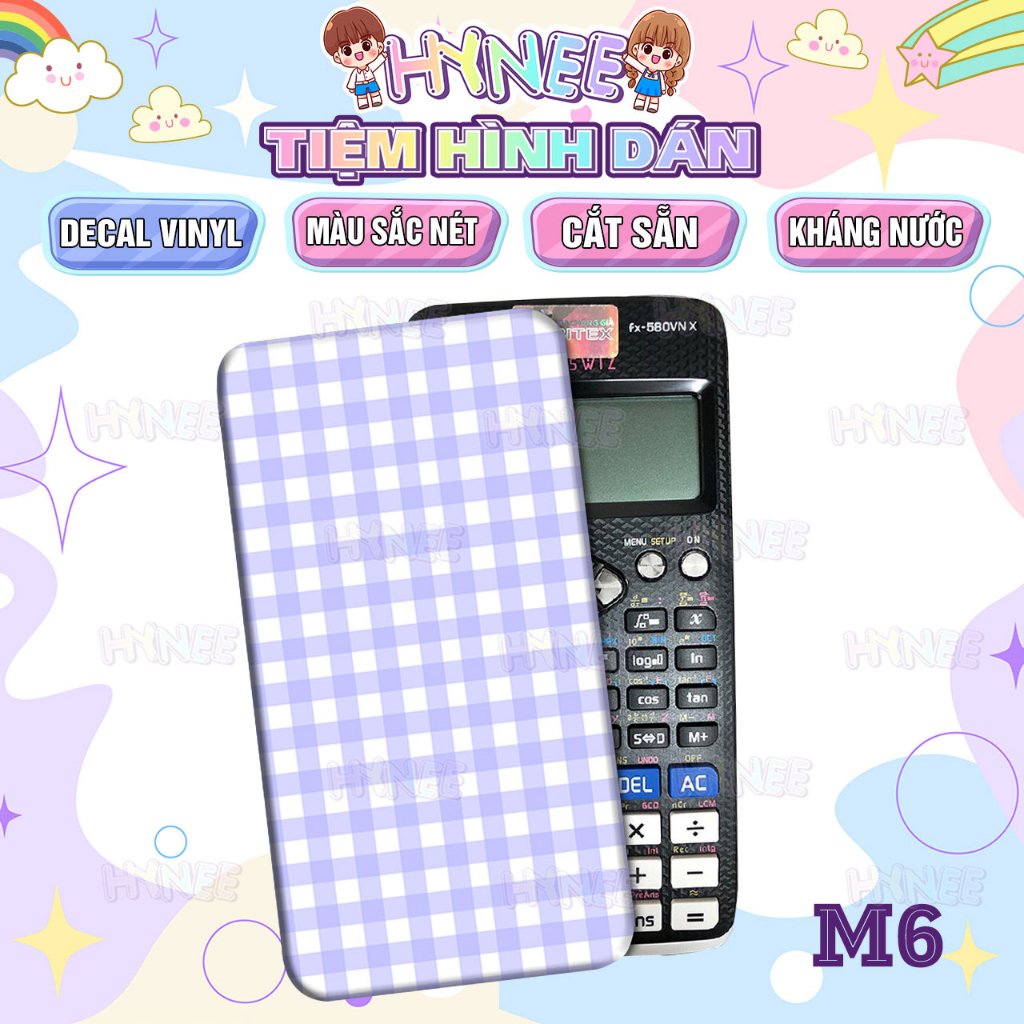 Miếng Dán Máy Tính Cầm Tay Màu Caro Pastel Kháng Nước - Skin Dán Máy Tính Cầm Tay Vinaca, Casio FX500 – FX570 – FX580