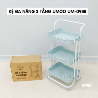 Kệ 3 Tầng Đa Năng Có Bánh Xe, làm Xe Đẩy Spa đựng đồ bỉm sữa cho mẹ và bé - set giỏ chia kệ Umoo