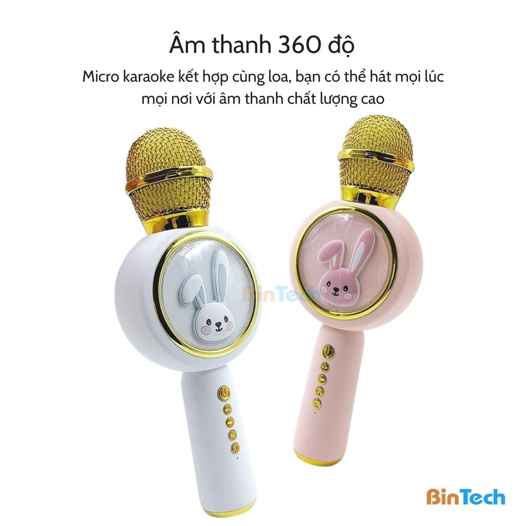 Micro Karaoke Bluetooth Không Dây Kèm Loa X6 Hình Thỏ Đáng Yêu Âm Thanh Hay Trầm Ấm Hát Hay Bắt Gịong Tốt