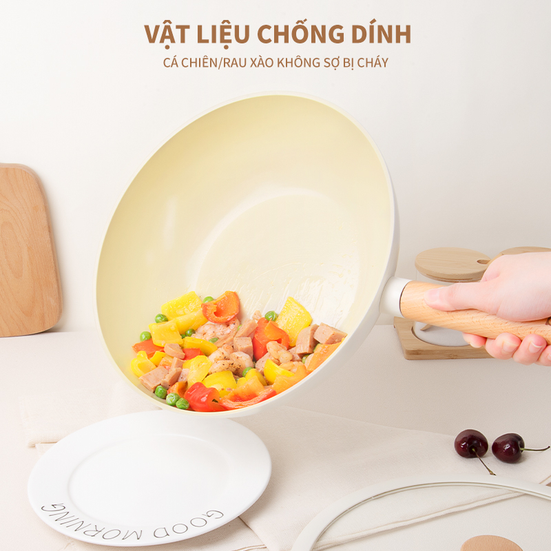 INSSA  28cm chảo chống dính chảo chiên gia dụng bếp gas cảm ứng chảo rán gốm