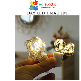 Đèn led dây trang trí đèn đom đóm fairy light sẵn pin 3 chế độ nháy 1m decor chụp ảnh, nhà, lego - moblock