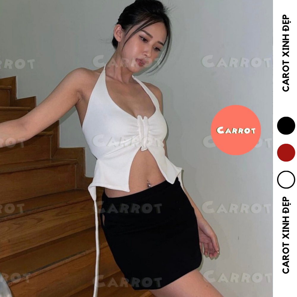 Áo croptop khoét ngực sexy cột dây tôn dáng trendy thời trang nữ carrotxinhdep