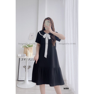 Váy Bầu Đen Đuôi Cá Nơ Cổ Trắng MB 8
