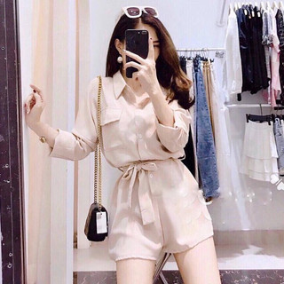 Jumpsuit nữ cổ sơ mi phong cách thời trang poniva
