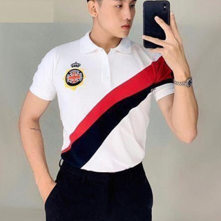 Áo thun nam cổ bẻ phối logo qk4454 poniva
