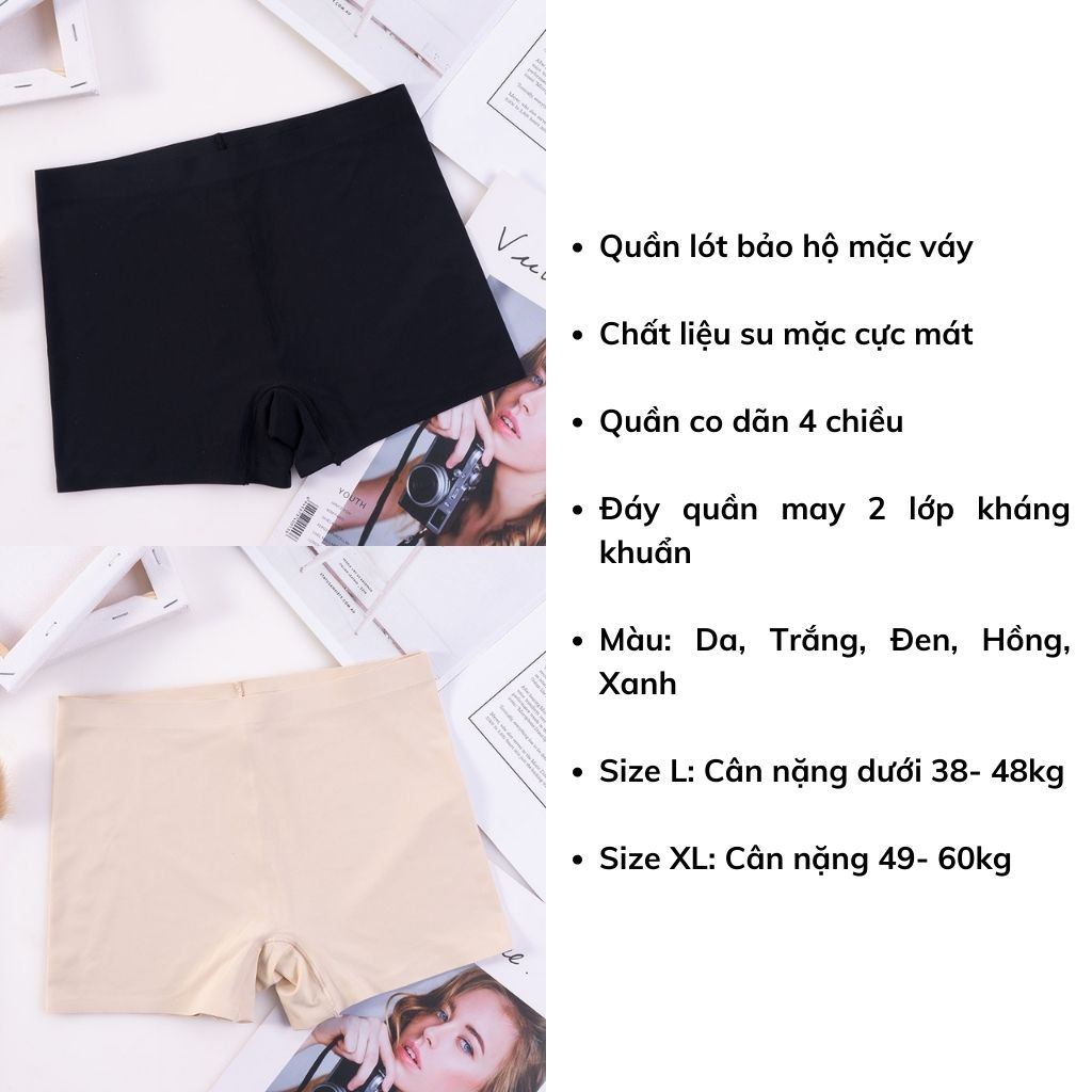 Quần mặc trong váy đúc su thun lạnh mềm mại thoáng mát không lộ viền, quần lót bảo hộ chống lộ DOPICO V8205