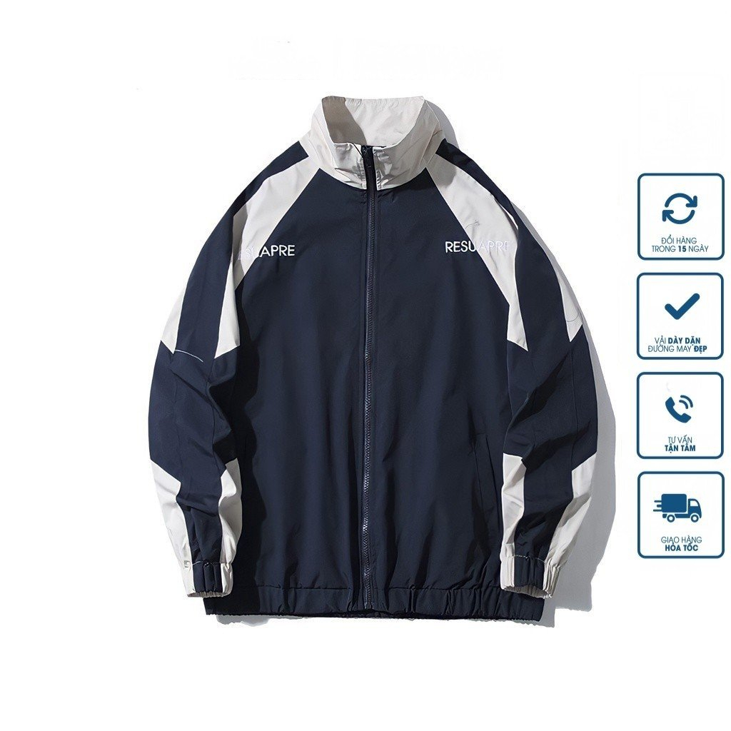 Áo Khoác Dù Thiêu Chữ RESAPRE Áo Dù Túi Có Dây Kéo ,Túi Trong ,Chóng Rét Chống Nắng Chống Tia UV.