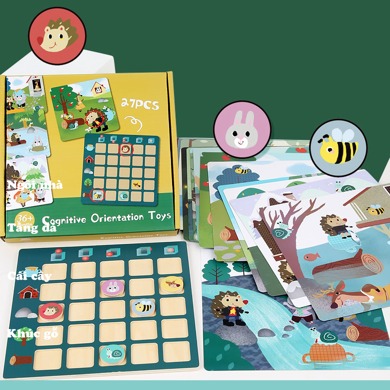 Đồ chơi gỗ giáo dục tương tác phát triển tư duy logic broad game Định hướng nhận thức montessori cho