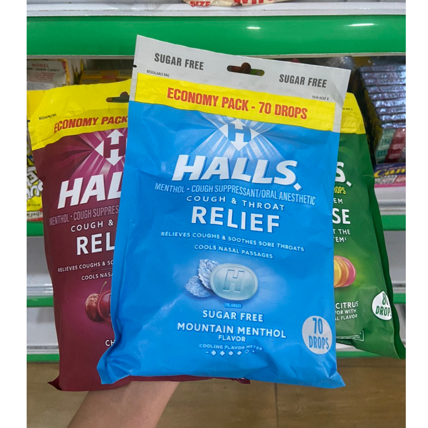 Kẹo ngậm thông họng,giảm ho Halls gói 70,80 viên