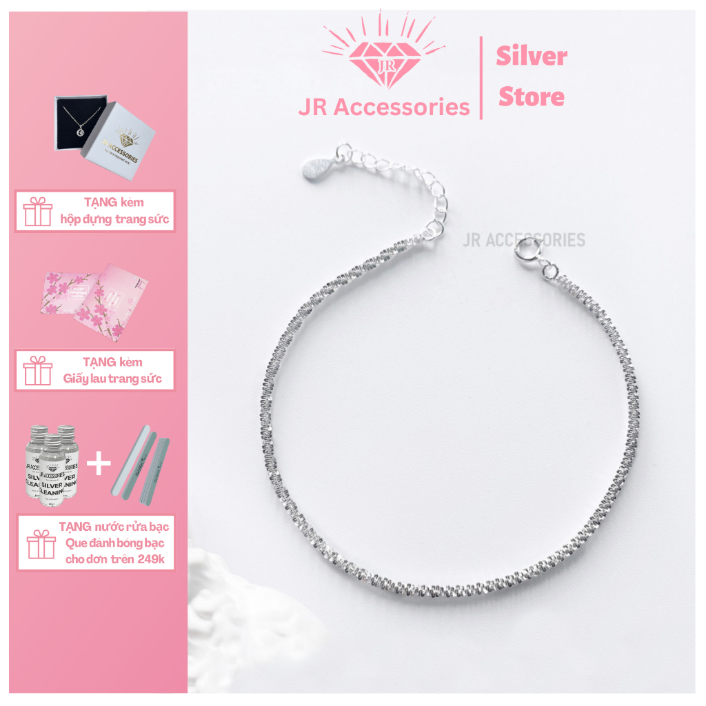 Lắc tay bạc nữ s925 Jr Accessories bông xù lấp lánh, sang trọng, Lắc tay bạc nữ 925 tặng sinh nhật LT01