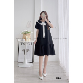 Váy Bầu Đen Đuôi Cá Nơ Cổ Trắng MB 8