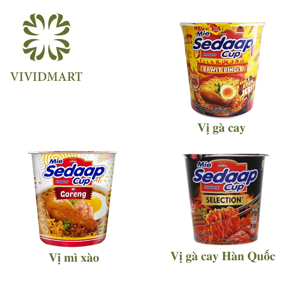 - LY SEDAAP - Mì Sedaap ly 3 vị: Mì nước Sedaap ly gà cay, Mì trộn Sedaap ly gà cay Hàn Quốc, Sedaap ly mì xào