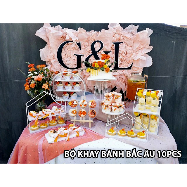 Bộ Khay Bánh Cakestand Bắc Âu Vintage bày bàn Tiệc Khai Trương, Sinh Nhật, Teabreak bánh ngọt 🍰