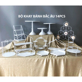 Bộ Khay Bánh Cakestand Bắc Âu Vintage bày bàn Tiệc Khai Trương, Sinh Nhật, Teabreak bánh ngọt 🍰