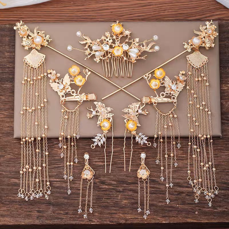(SẴN) Phụ kiện cổ trang Set trâm cài tóc cổ trang 7 và 9 món