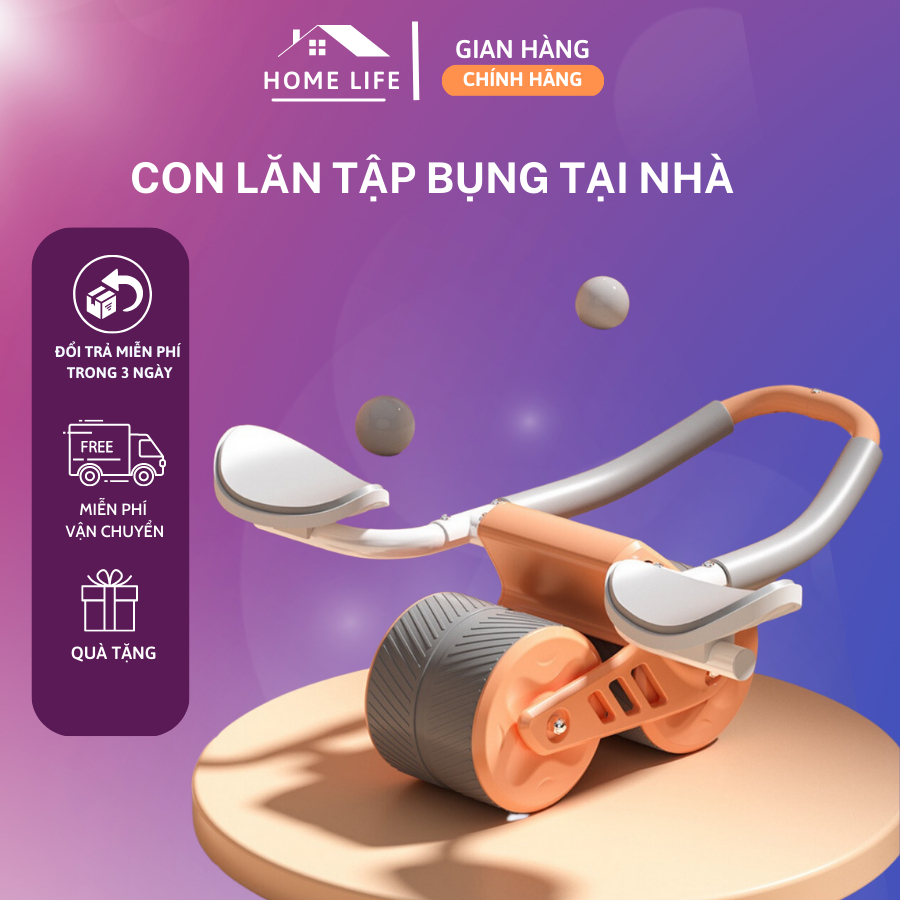 Con lăn trợ lực, con lăn tập bụng tại nhà thế hệ mới 2 bánh có đồng hồ, chất liệu cao cấp có chỗ để tay tiện dụng