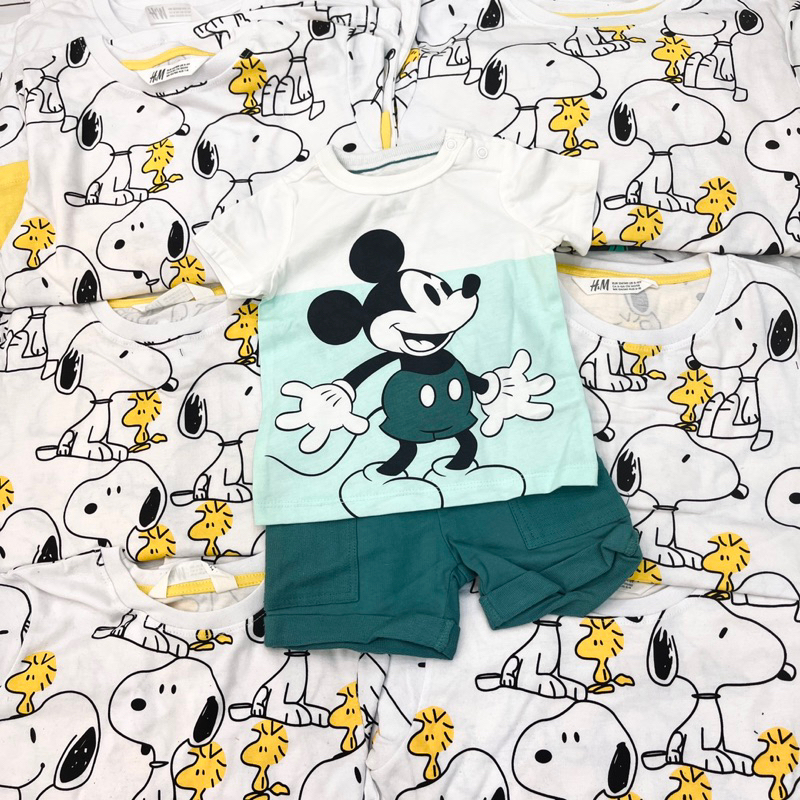 Bộ thun cotton cộc tay CA Mickey xuất dư LOẠI 1 cho bé - SH13