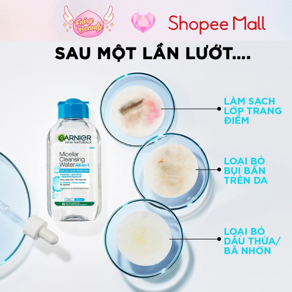 [GARNIER] Nước Tẩy Trang Cho Da Dầu Mụn,Hỗn Hợp Làm Sạch Sâu Dịu Nhẹ Micellar Water For Oily & Acne-Prone Skin 400/125ml