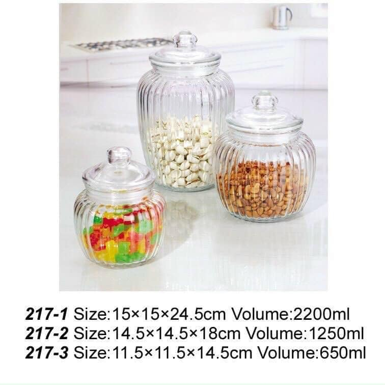 1 sét 3 hũ thủy tinh