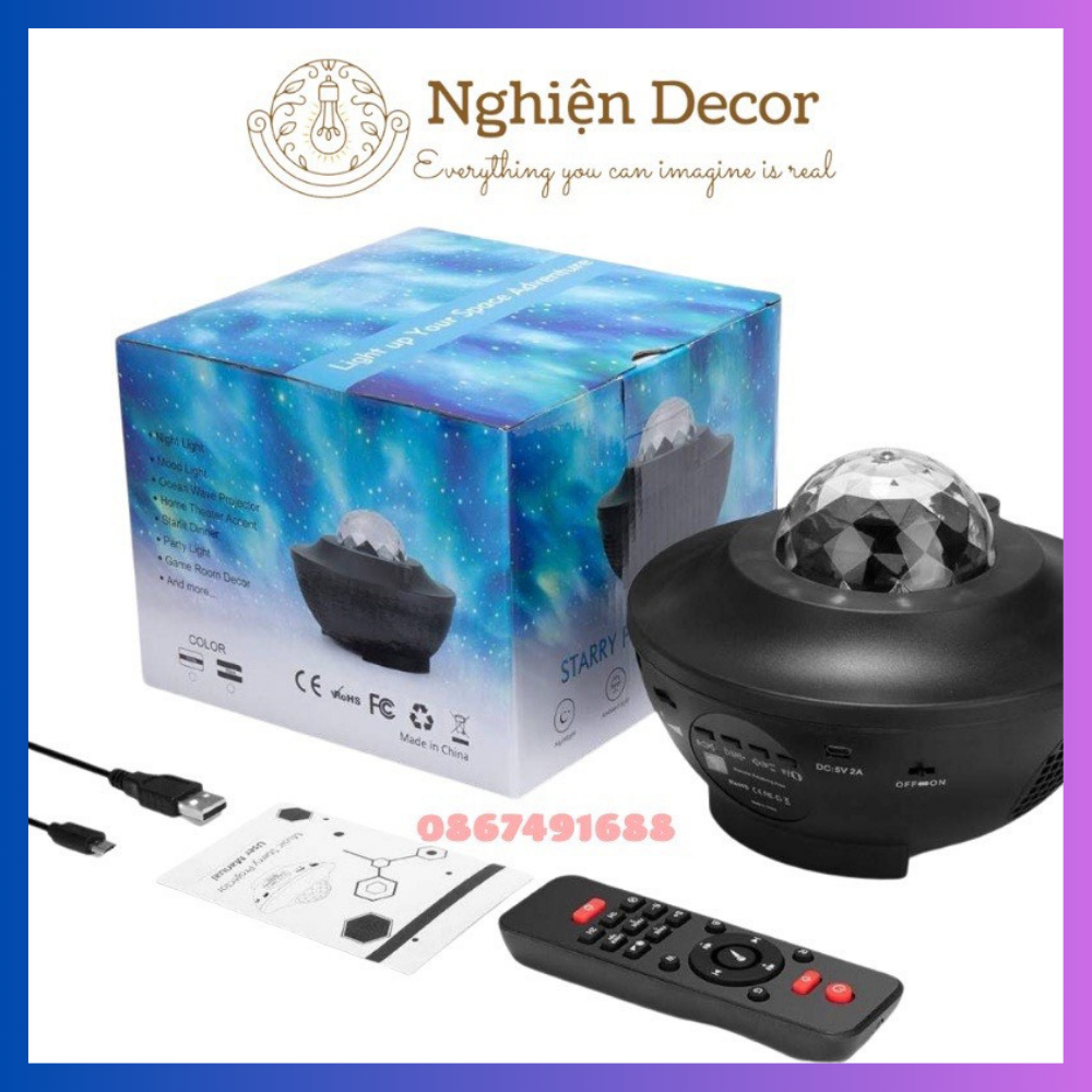 Đèn Galaxy Chiếu Sao Thiên Hà có Loa Bluetooth, Đèn Laser Galaxy Ngàn Sao Kiêm Loa Bluetooth