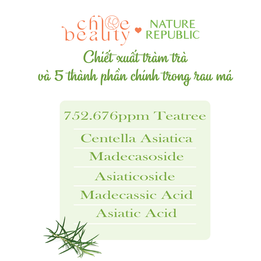 Kem dưỡng ẩm cho da mụn NATURE REPUBLIC Green Derma Tea Tree Cica Soothing Cream 100ml