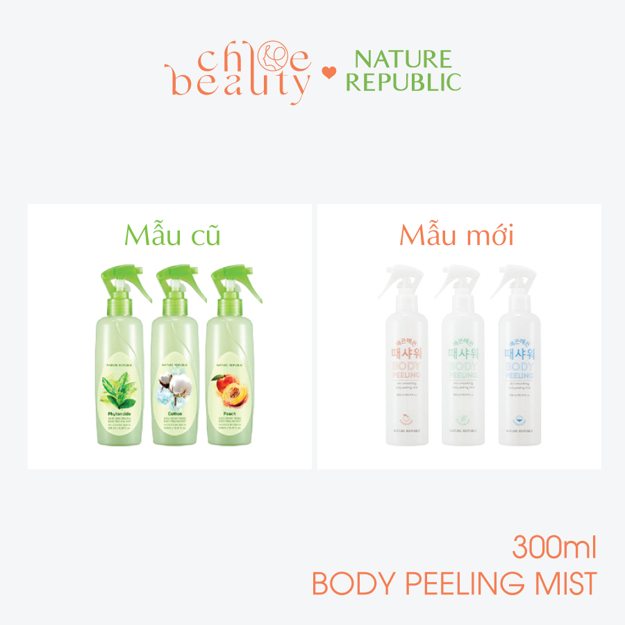 Tẩy da chết toàn thân dạng xịt NATURE REPUBLIC SKIN Smoothing Body Peeling Mist - Peach 250ml