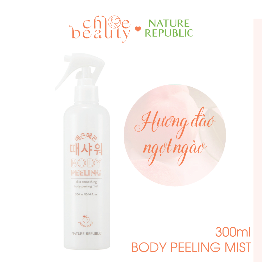 Tẩy da chết toàn thân dạng xịt NATURE REPUBLIC SKIN Smoothing Body Peeling Mist - Peach 250ml