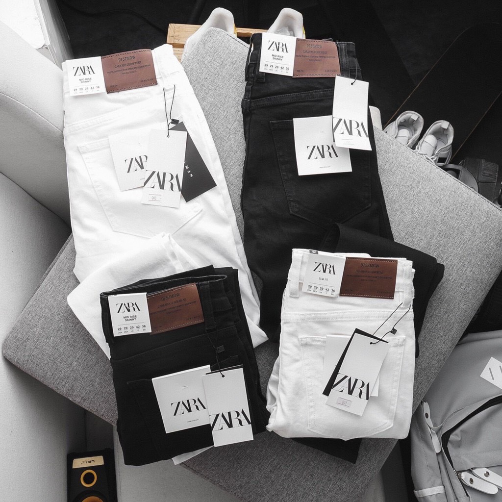 Quần Jeans Za.Ra trắng nam thời trang vải co giãn ôm chân, không phai màu và xù lông hàng đẹp ưu đãi bất ngờ ĐTREN.SHOP