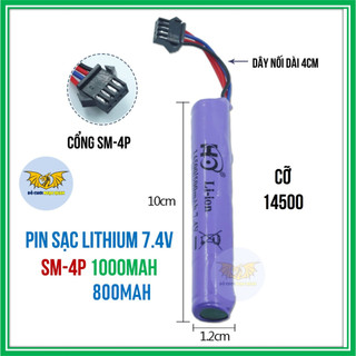 Pin sạc lithium 14500 7.4v 1000mah 800mah cổng sm-4p dùng cho đồ chơi qhx và đồ chơi điều khiển