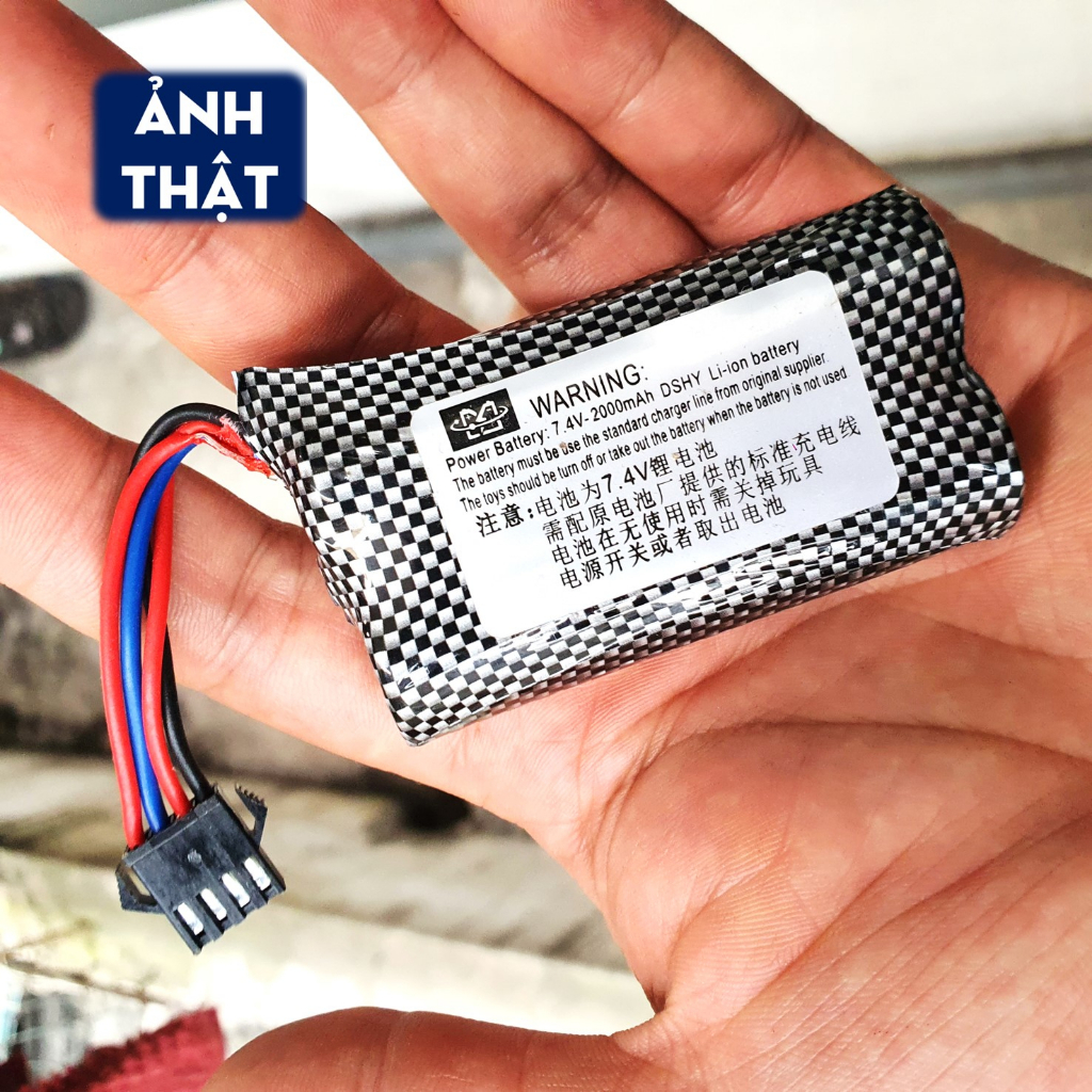 Pin và Cáp Sạc Thay Thế Cho Đồ Chơi UZI - Pin 18650 7.4V 2000mAh Cổng SM-4P