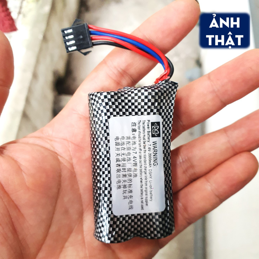 Pin và Cáp Sạc Thay Thế Cho Đồ Chơi UZI - Pin 18650 7.4V 2000mAh Cổng SM-4P