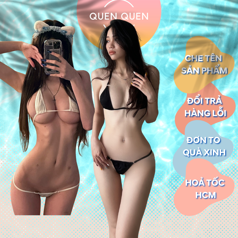 Đồ lót nữ QUENQUEN quần lót lọt khe hai mảnh sexy vải lụa mềm gồm tất
