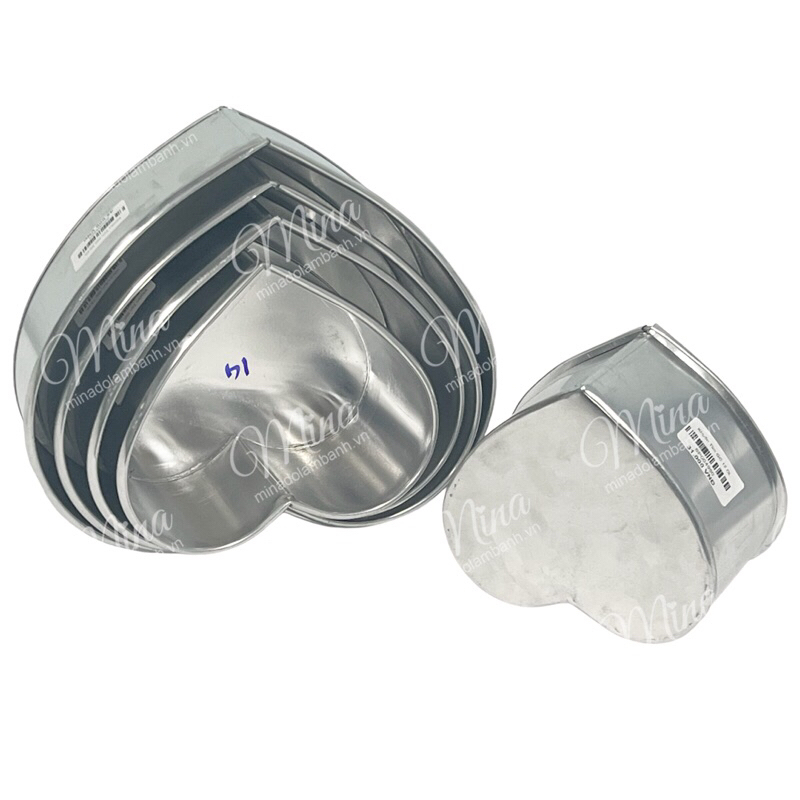 Khuôn nhôm TRÁI TIM đế liền gia công làm bánh nhiều size