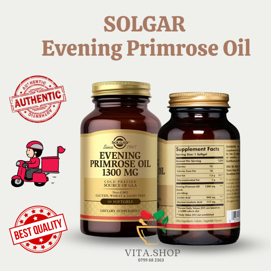 Solgar Evening Primrose Oil 1300mg - Viên Uống Tinh Dầu Hoa Anh Thảo 60 viên