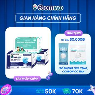 Combo 3 Hộp Khẩu Trang Y Tế EcomMed (2 Hộp 4 Lớp và 1 Hộp Trẻ Em) Thông Thoáng Không Đau Tai - Đạt chuẩn FDA