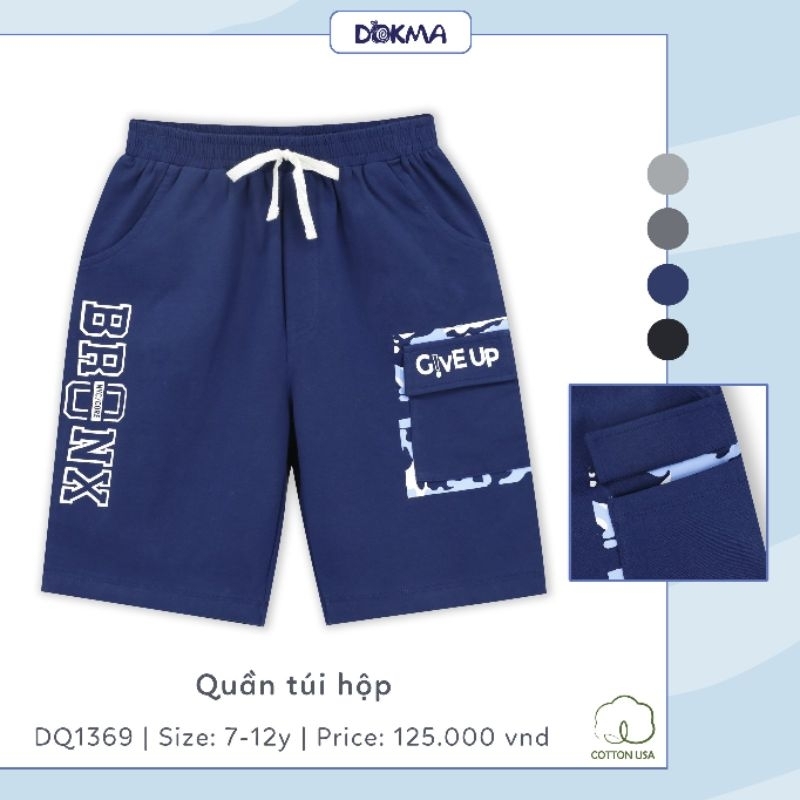 Quần đùi quần lửng túi hộp bé trai Dokma - chất cotton USA mềm mát, co giãn, thấm hút tốt